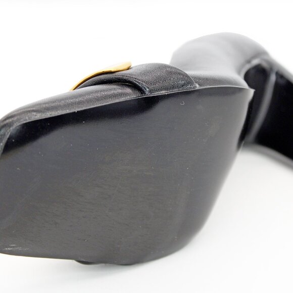 Donna Karan 'Sabina' Leather Twist Bar Hardware Square Toe Pumps - Picture 5 of 8